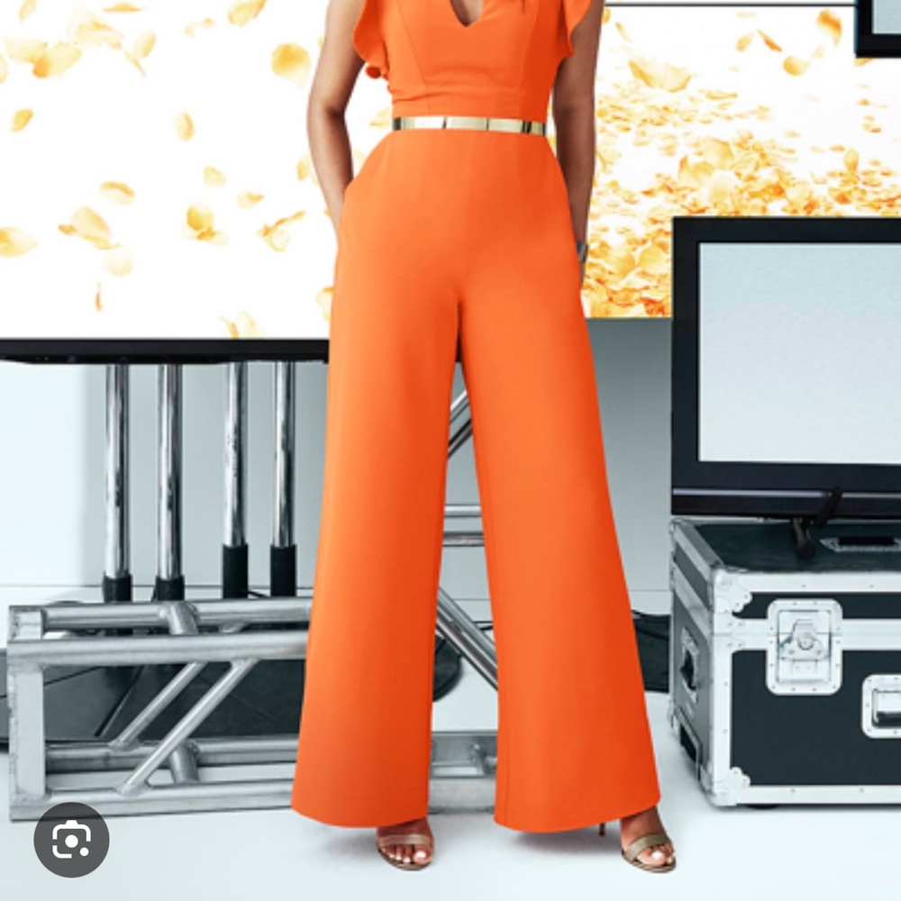 New York & Company BLUE  Ruffle Sleeve Jumpsuit - Picture 3 of 3